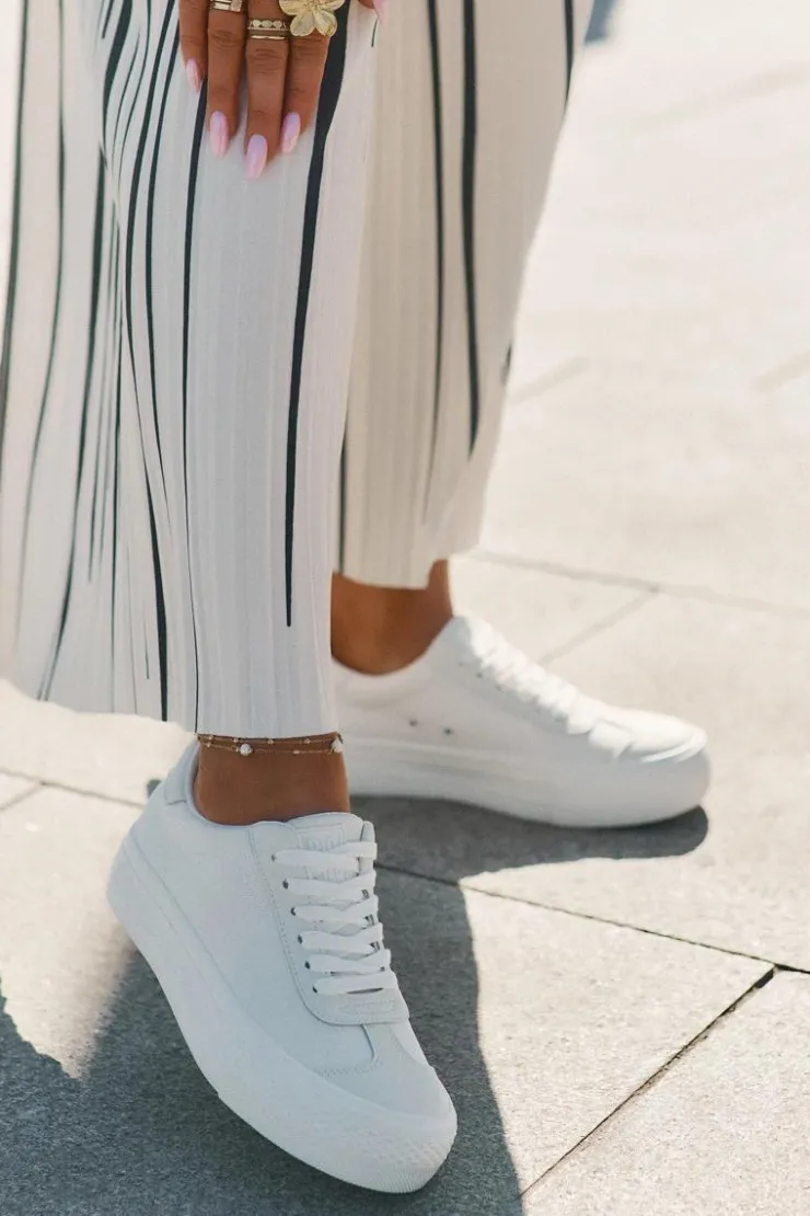 Outlet Big Star Shoes Trampki Damskie Na Platformie Big Star RR274337 Białe