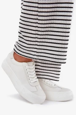 Outlet Big Star Shoes Trampki Damskie Na Platformie Big Star RR274337 Białe