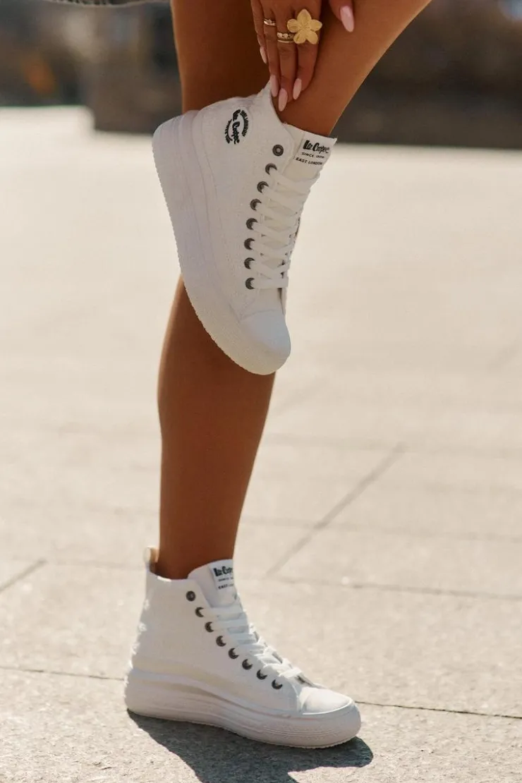 Lee Cooper Trampki Damskie Wysokie*Trampki Damskie Na Platformie LCW-25-44-3209L Biale