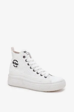 Lee Cooper Trampki Damskie Wysokie*Trampki Damskie Na Platformie LCW-25-44-3209L Biale