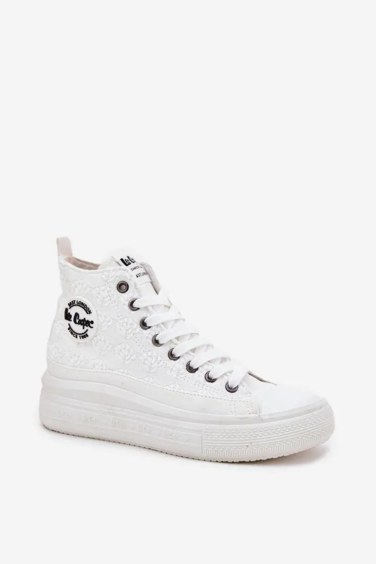 Lee Cooper Trampki Damskie Wysokie*Trampki Damskie Na Platformie LCW-25-44-3209L Biale