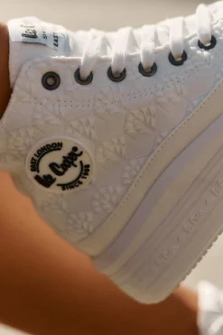 Lee Cooper Trampki Damskie Wysokie*Trampki Damskie Na Platformie LCW-25-44-3209L Biale