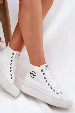 Lee Cooper Trampki Damskie Wysokie*Trampki Damskie Na Platformie LCW-25-44-3209L Biale