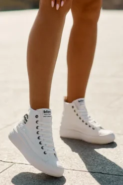 Lee Cooper Trampki Damskie Wysokie*Trampki Damskie Na Platformie LCW-25-44-3209L Biale