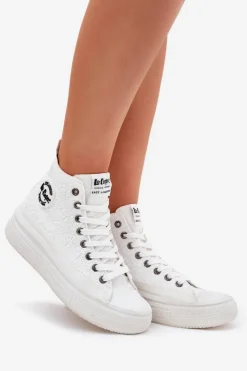 Lee Cooper Trampki Damskie Wysokie*Trampki Damskie Na Platformie LCW-25-44-3209L Biale
