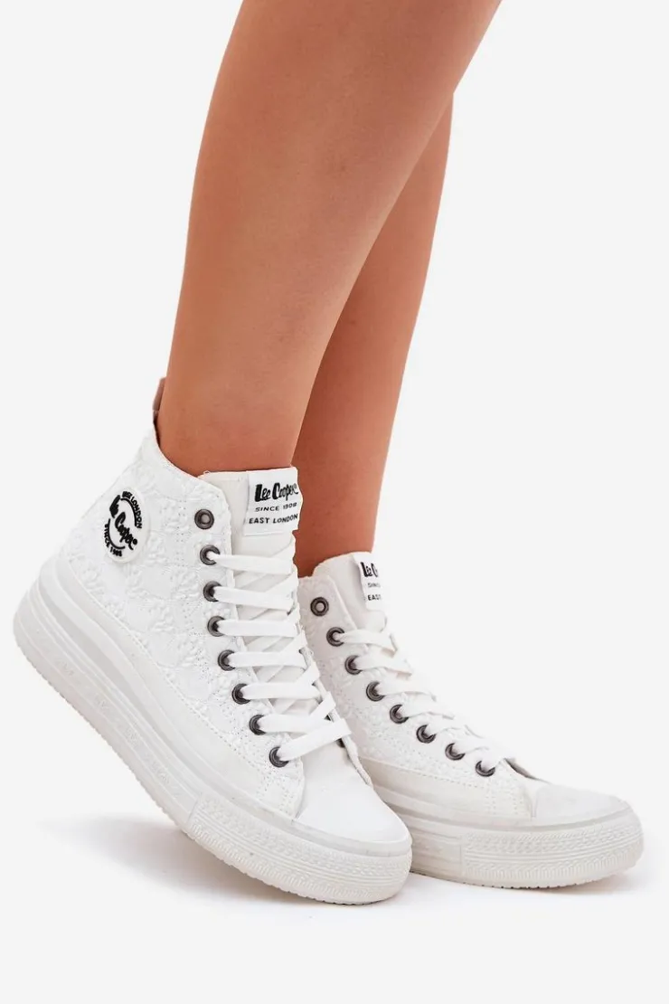 Lee Cooper Trampki Damskie Wysokie*Trampki Damskie Na Platformie LCW-25-44-3209L Biale