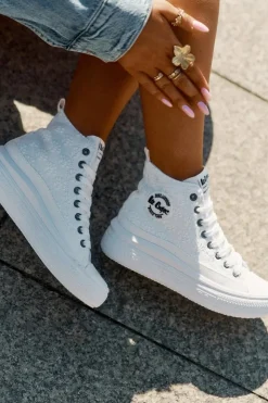 Lee Cooper Trampki Damskie Wysokie*Trampki Damskie Na Platformie LCW-25-44-3209L Biale