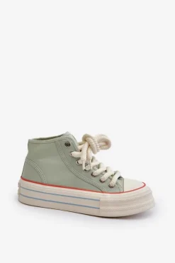 Boto Trampki Damskie Wysokie*Trampki Damskie Na Platformie Miętowe Aineri