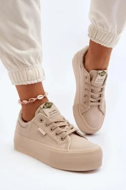 Damskie Lee Cooper Trampki Damskie Na Platformie LCW-24-31-2181 Beżowe
