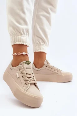 Damskie Lee Cooper Trampki Damskie Na Platformie LCW-24-31-2181 Beżowe