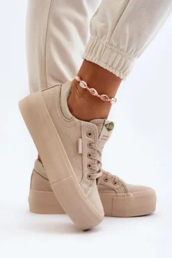 Damskie Lee Cooper Trampki Damskie Na Platformie LCW-24-31-2181 Beżowe