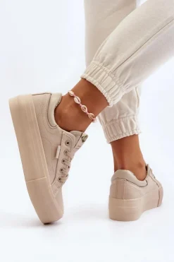 Damskie Lee Cooper Trampki Damskie Na Platformie LCW-24-31-2181 Beżowe