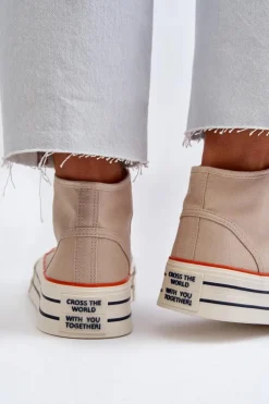 Damskie Boto Trampki Damskie Na Platformie Beżowe Aineri