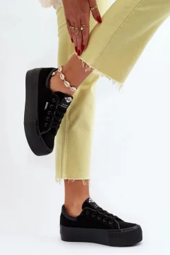 Lee Cooper Trampki Damskie Niskie*Trampki Damskie Na Platformie LCW-24-31-2180 Czarne
