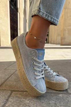 Lee Cooper Trampki Damskie Niskie*Trampki Damskie Na Platformie Z Plecionką LCW-25-02-3283 e Niebieski