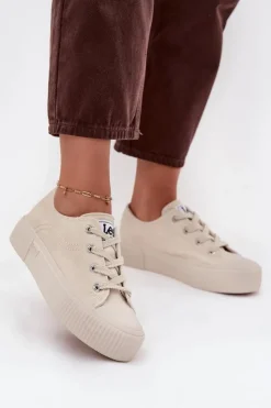 Lee Trampki Damskie Niskie*Trampki Damskie Na Platformie ISLA C WOMEN LOW 50253001.35E Beżowe Beżowy