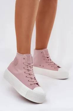 Damskie Big Star Shoes Trampki Damskie Na Platformie Big Star RR274739 Różowe