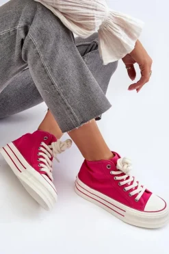 Damskie Boto Trampki Damskie Na Platformie Fuksja Aineri