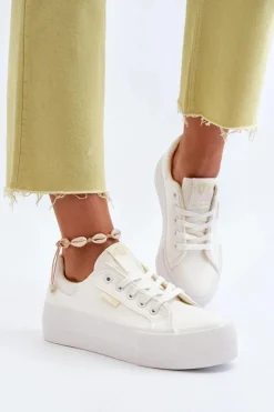 Lee Cooper Trampki Damskie Na Platformie LCW-24-31-2179 Białe