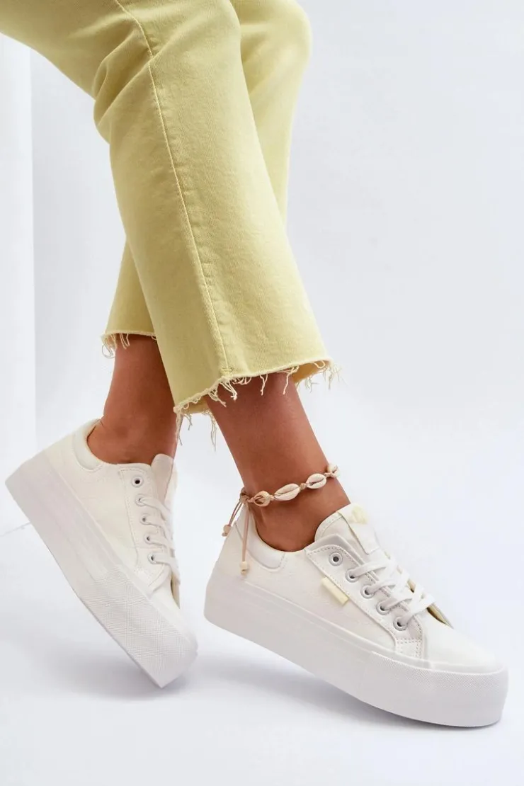Lee Cooper Trampki Damskie Na Platformie LCW-24-31-2179 Białe