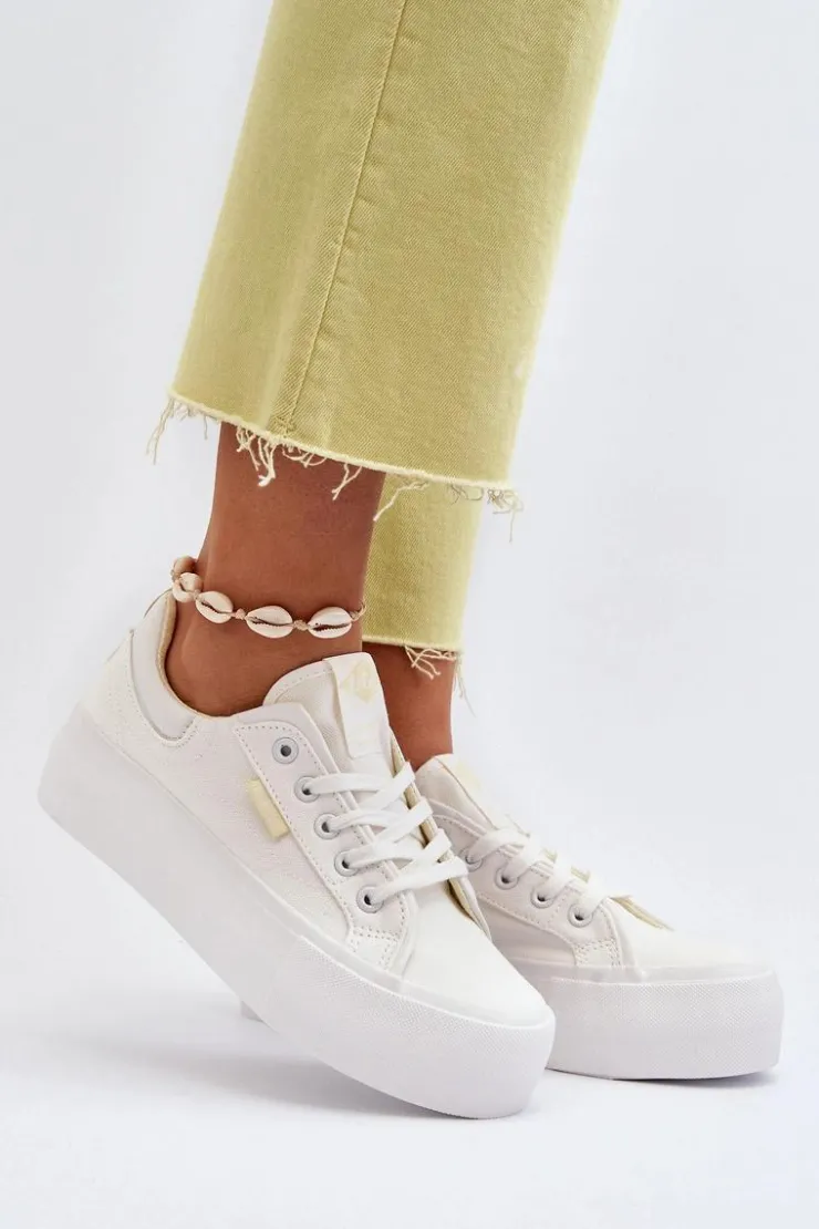 Lee Cooper Trampki Damskie Na Platformie LCW-24-31-2179 Białe