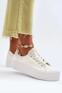 Lee Cooper Trampki Damskie Na Platformie LCW-24-31-2179 Białe