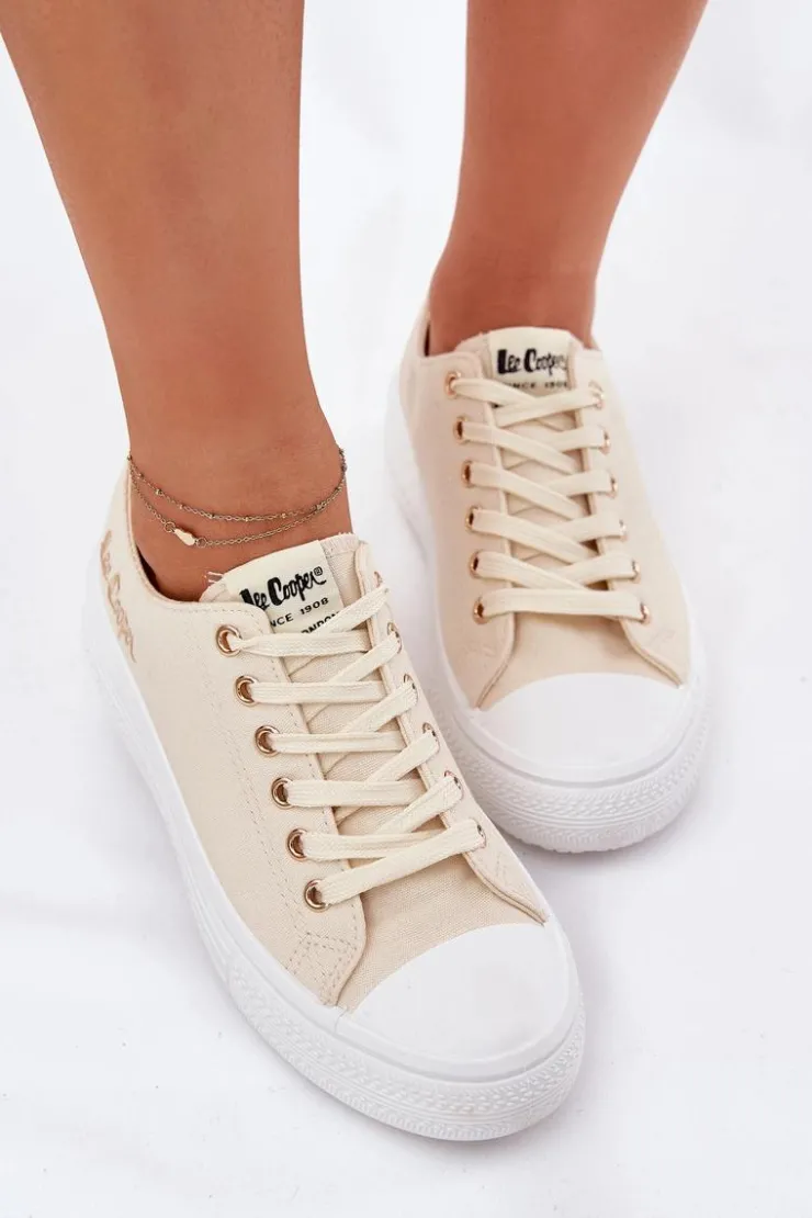 Lee Cooper Trampki Damskie Na Platformie LCW-24-44-2464L Beżowe Beżowy