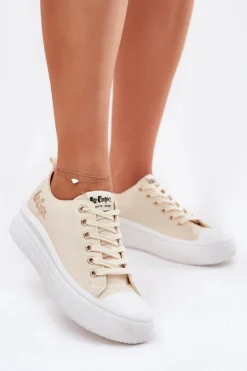 Lee Cooper Trampki Damskie Na Platformie LCW-24-44-2464L Beżowe Beżowy