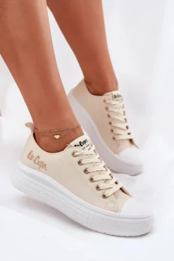 Lee Cooper Trampki Damskie Na Platformie LCW-24-44-2464L Beżowe Beżowy