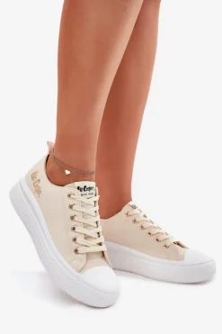 Lee Cooper Trampki Damskie Na Platformie LCW-24-44-2464L Beżowe Beżowy
