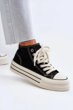 Online Boto Trampki Damskie Na Platformie Czarne Aineri Czarny