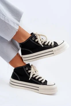 Online Boto Trampki Damskie Na Platformie Czarne Aineri Czarny