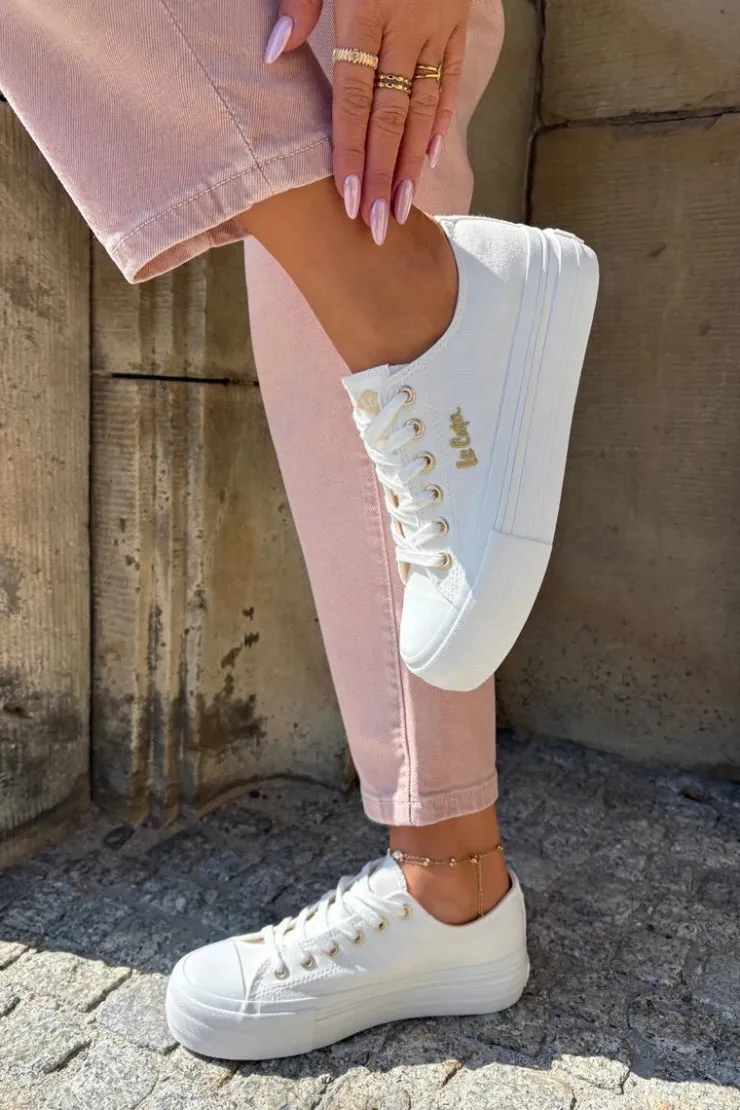 Lee Cooper Trampki Damskie Niskie*Trampki Damskie Na Platformie LCW-25-02-3289 Białe