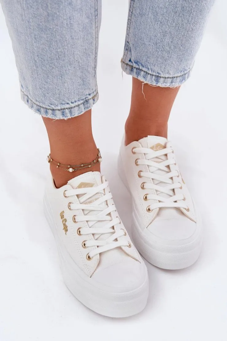 Lee Cooper Trampki Damskie Niskie*Trampki Damskie Na Platformie LCW-25-02-3289 Białe