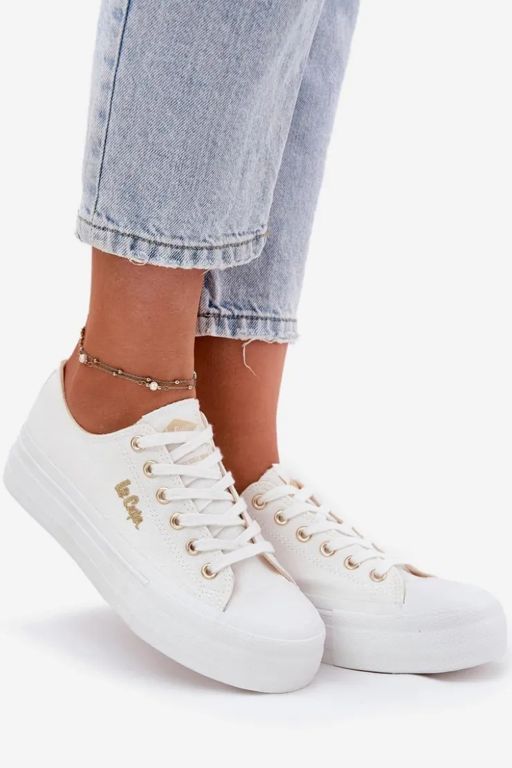 Lee Cooper Trampki Damskie Niskie*Trampki Damskie Na Platformie LCW-25-02-3289 Białe
