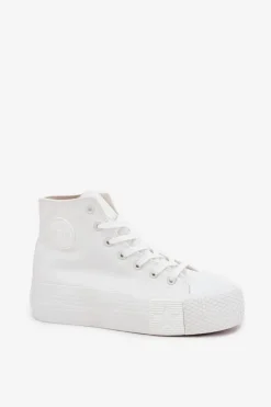 Best Big Star Shoes Trampki Damskie Na Platformie Big Star RR274743 Białe Biały