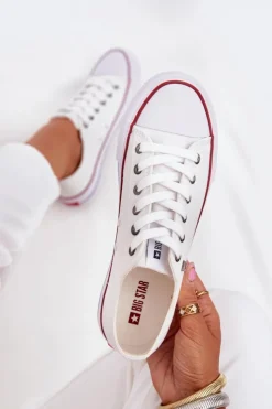 Damskie Big Star Shoes Trampki Damskie Niskie Big Star DD274A232 Białe