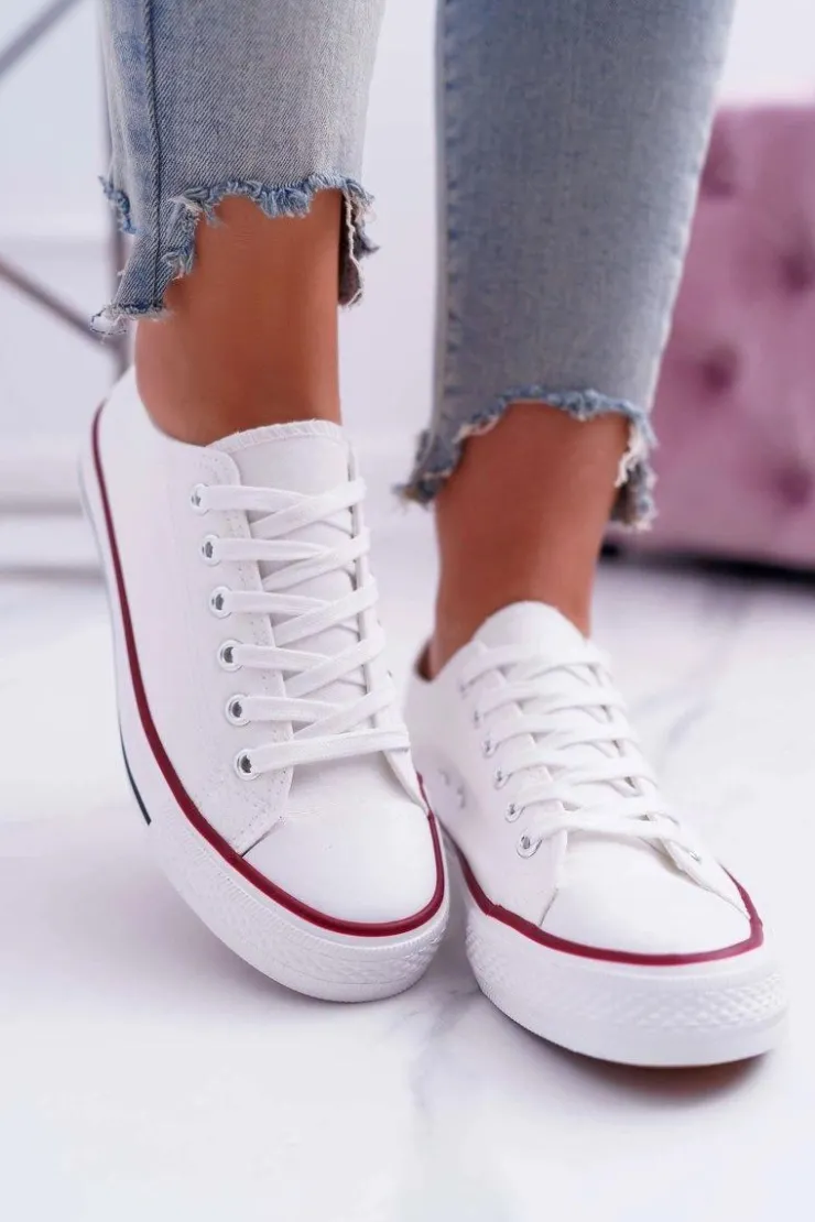 New Boto Trampki Damskie Niskie Materiałowe Białe FreeTime