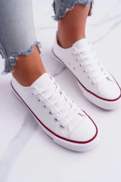 New Boto Trampki Damskie Niskie Materiałowe Białe FreeTime