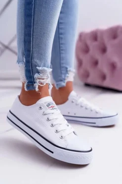 Damskie Boto Trampki Damskie Niskie Smith's Białe