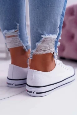 Damskie Boto Trampki Damskie Niskie Smith's Białe