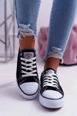 Boto Trampki Damskie Niskie*Trampki Damskie Niskie Smith's Czarno Białe