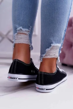 Boto Trampki Damskie Niskie*Trampki Damskie Niskie Smith's Czarno Białe