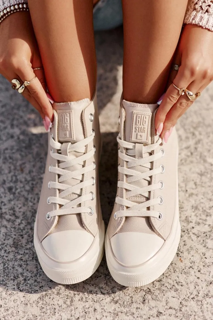 Big Star Shoes Trampki Ocieplane|Trampki Damskie Big Star*Trampki Damskie Ocieplane Z Eko Skóry Różowe Big Star OO274933 Różowy