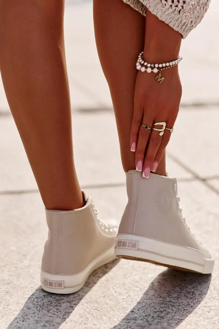 Big Star Shoes Trampki Ocieplane|Trampki Damskie Big Star*Trampki Damskie Ocieplane Z Eko Skóry Różowe Big Star OO274933 Różowy