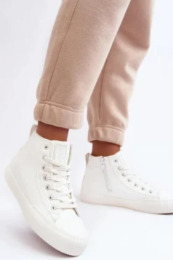 Hot Big Star Shoes Trampki Damskie Ocieplane Na Suwak Białe Big Star MM274017