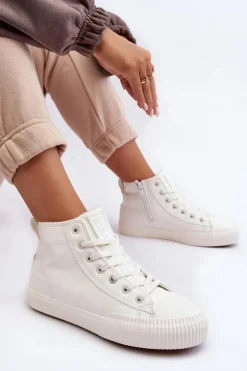 Hot Big Star Shoes Trampki Damskie Ocieplane Na Suwak Białe Big Star MM274017