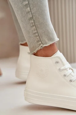 Damskie Big Star Shoes Trampki Damskie Ocieplane Z Eko Skóry Białe Big Star OO274932