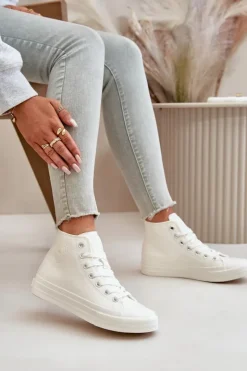 Damskie Big Star Shoes Trampki Damskie Ocieplane Z Eko Skóry Białe Big Star OO274932