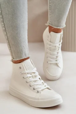 Damskie Big Star Shoes Trampki Damskie Ocieplane Z Eko Skóry Białe Big Star OO274932